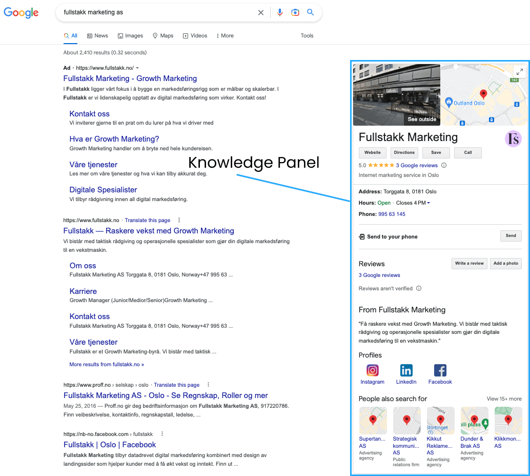 Knowledge Panel example