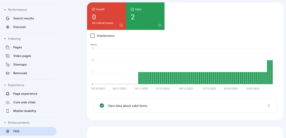 Search console structured data