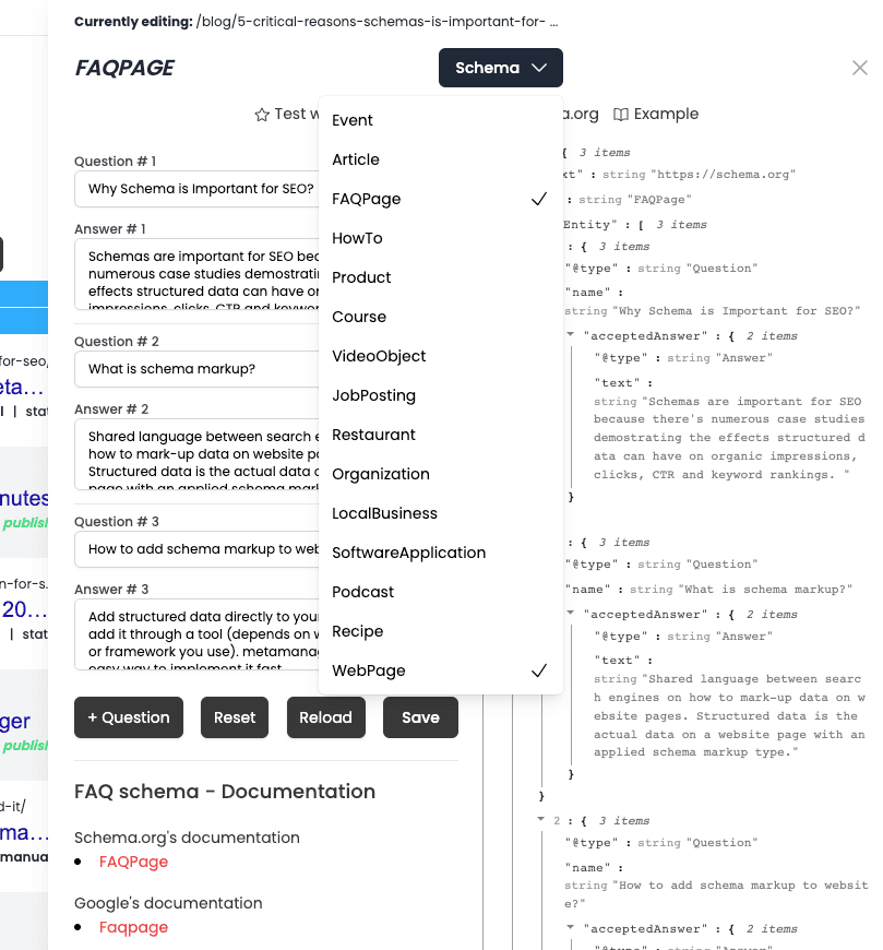 Structured data publishing tool metamanager