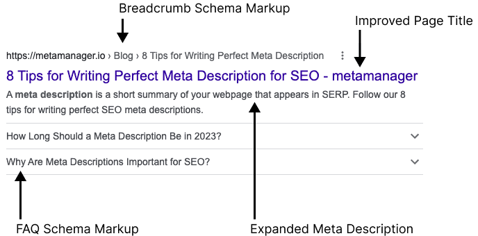 Example of URL table - metamanager